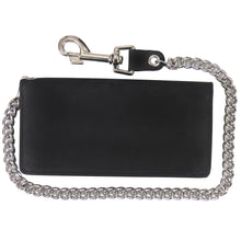 Hot Leathers WLC3103 7 Inch Black Naked Leather Bi-Fold Wallet with Credit Card Slots and Chain