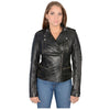 Milwaukee Leather women's black quilted lambskin motorcycle-style casual leather jacket with quilted design and fitted style.