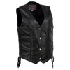 Women's black braided motorcycle leather vest by Milwaukee Leather, stylish and fitted women's vest with detailed braiding.