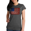 Women's charcoal short sleeve T-shirt by Hot Leathers with a flag and rose graphic, designed for event-dated occasions.