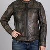 Hot Leathers JKL1024 Women's Distressed Brown Leather Jacket with Utility Pockets