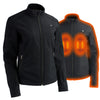 Milwaukee Leather Nexgen Heat NXL2760SET women's black heated soft shell jacket with front zipper and battery for warmth during outdoor activities.