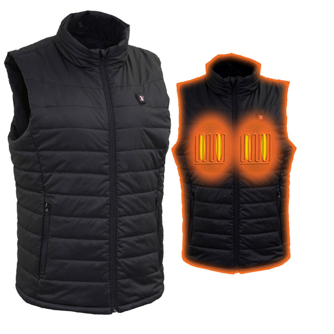 Milwaukee Leather Nexgen Heat Women's Puffer Black Heated Vest with battery for outdoor winter activities, lightweight and insulated.