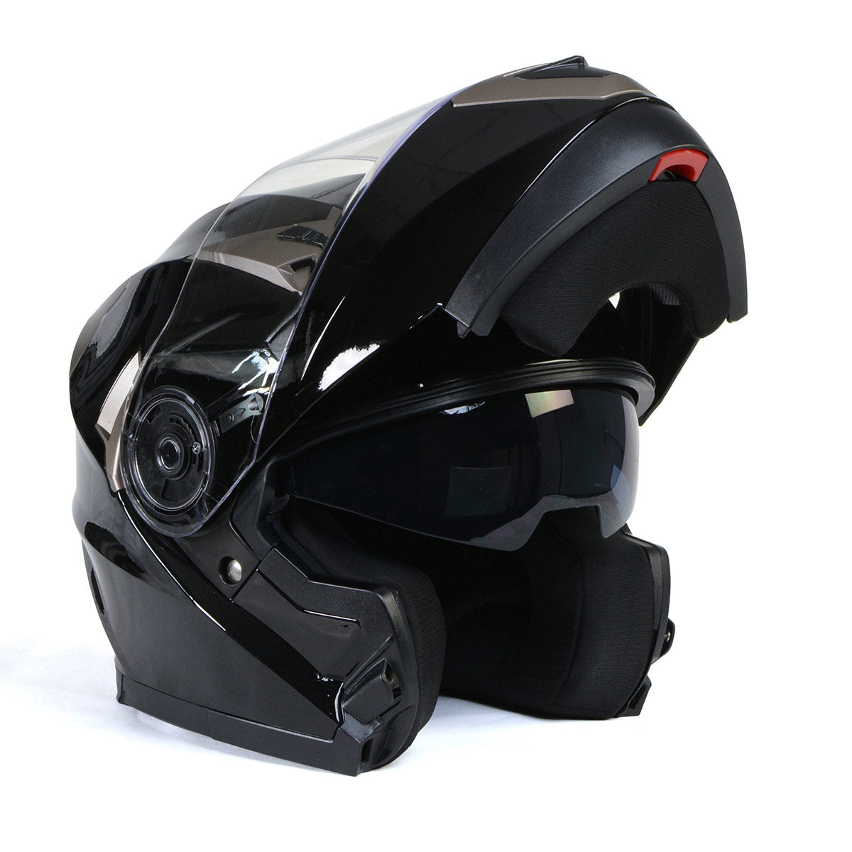 full face womens motorcycle helmet Milwaukee Helmets MPH9806DOT Ionized Gloss Black Advanced Modular Biker w/ Drop Down Visor Black / XX-Large Shipping & Returns memory foam cover certified protection and a color:Matte Black