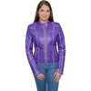 Milwaukee Leather women's purple scuba-style sheepskin fashion leather jacket, stylish and warm women's outerwear.