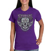 Hot Leathers Women's Heather Purple Sugar Skull T-Shirt, 2023 Sturgis event-dated shirt with vintage design and antique finish.