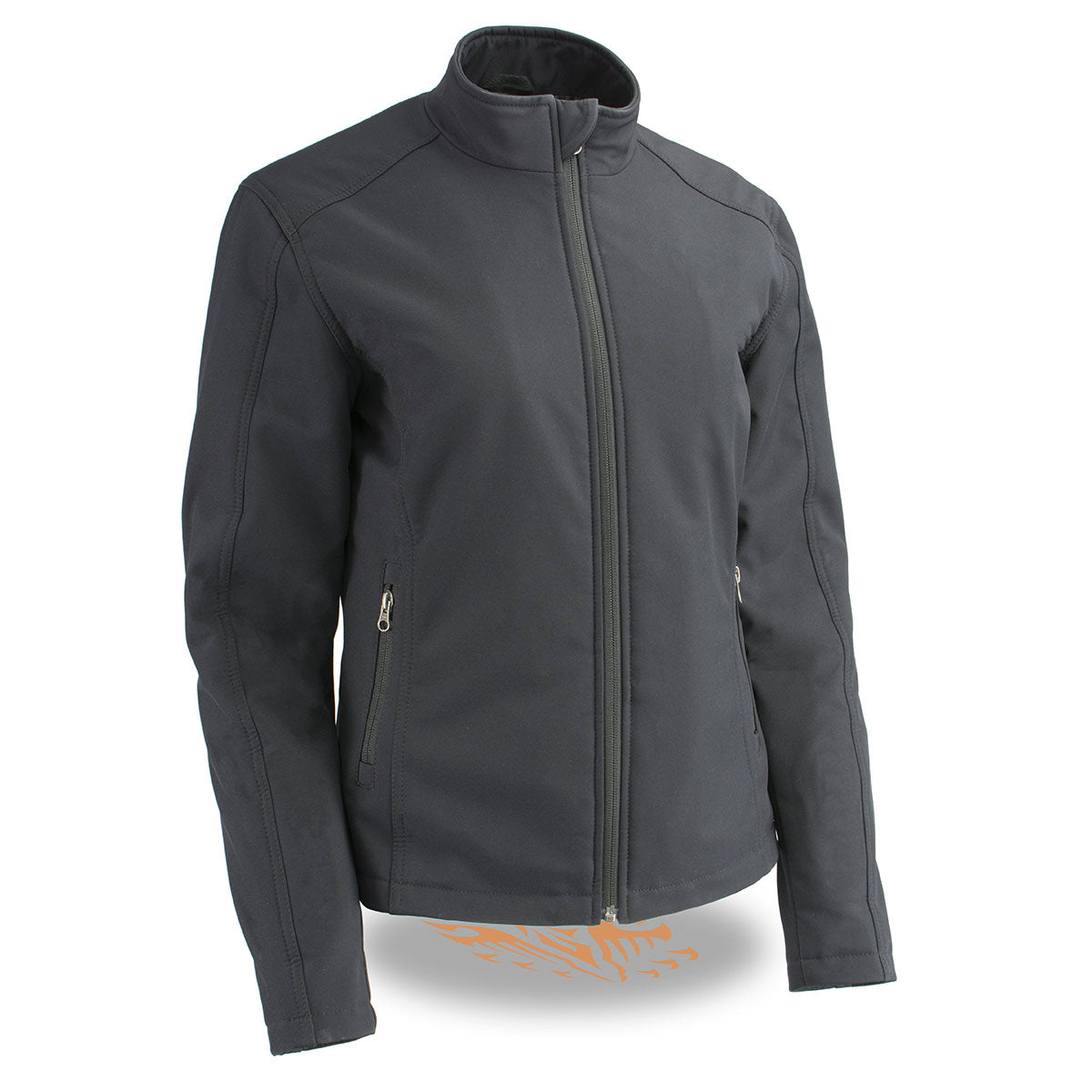 Milwaukee Leather women's black waterproof lightweight soft shell jacket with a sleek fit and soft fabric, ideal for outdoor wear.