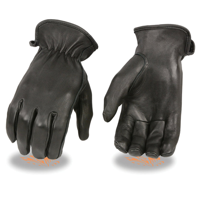 Milwaukee Leather women's black deerskin leather gloves with cinch wrist and unlined design, showcasing a stylish and functional accessory.