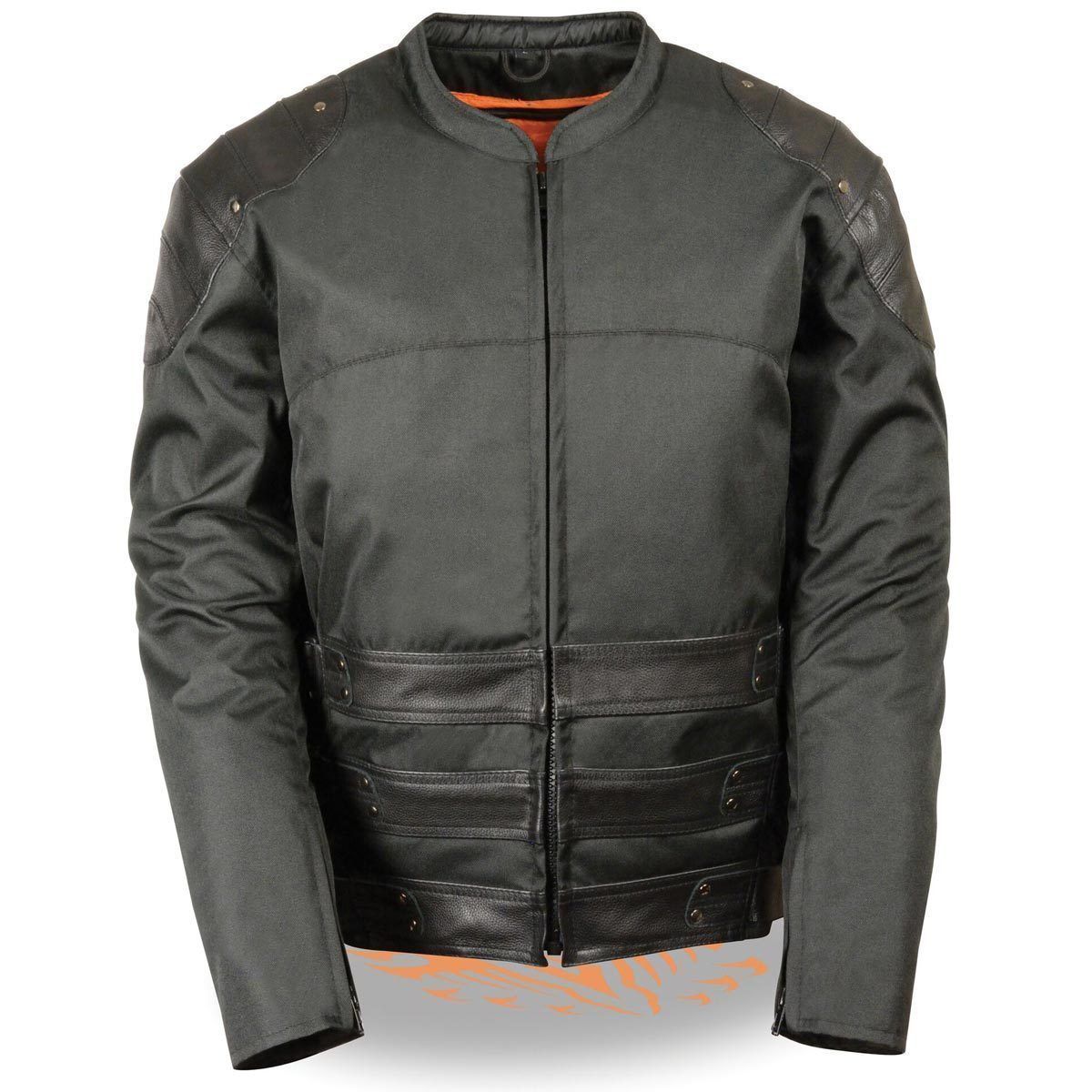 Milwaukee Leather MPM1755 Men's 'Assault Style' Black Leather and Textile M/C Jacket