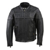XKM1004 Men's Black Leather Vented Jacket with Reflective Piping
