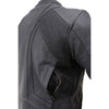 Black leather women's motorcycle jacket by HighwayLeather with CE armor, flat matte finish, and racing style design.