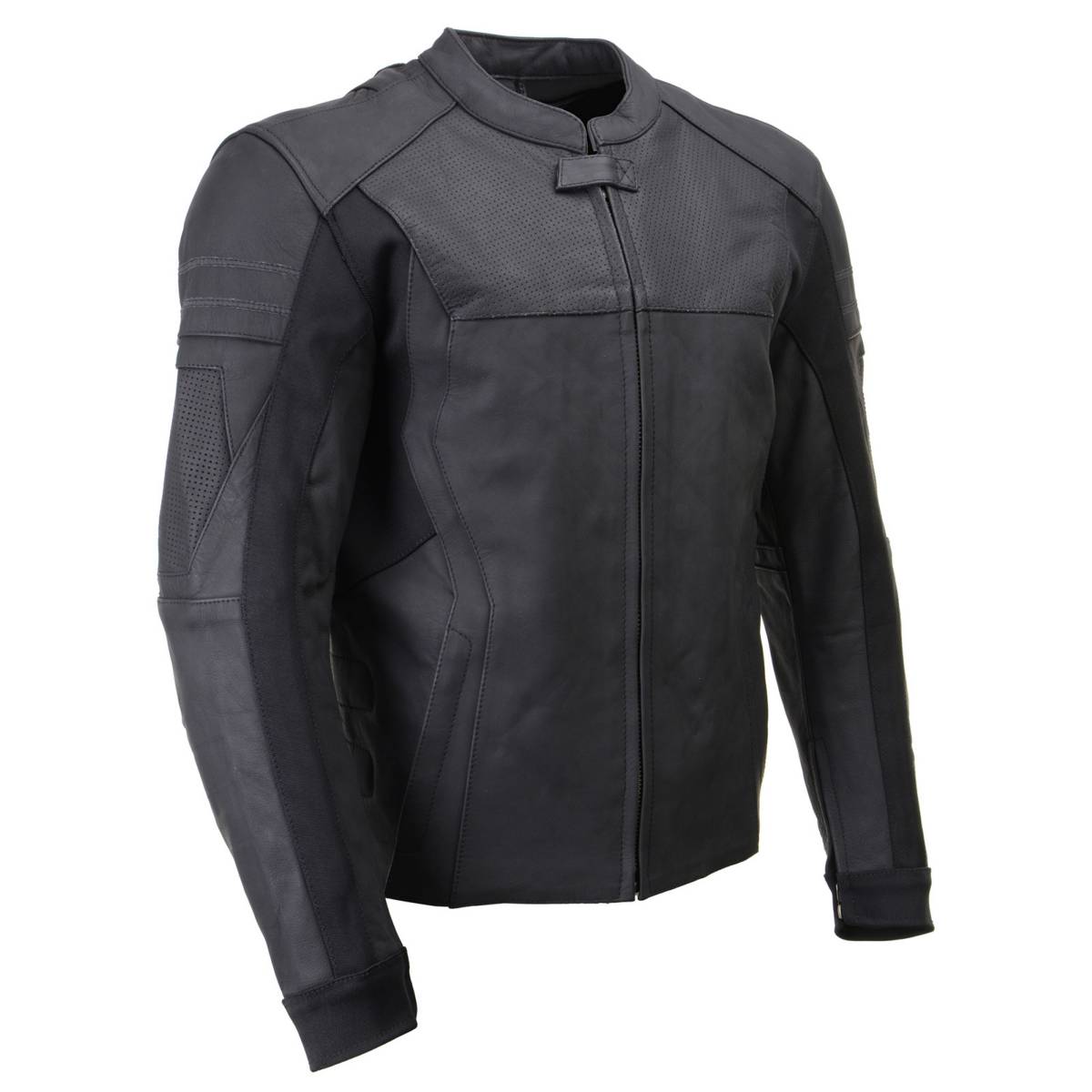 HighwayLeather Xelement XS11013 women's black leather motorcycle jacket with CE armor, flat matte finish, racing style, protective bikers' gear