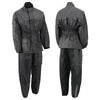 Milwaukee Leather NexGen Ladies XS5001 black waterproof rain suit with reflective piping, designed for protection in wet weather.