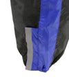 Milwaukee Leather NexGen Ladies XS5001 black and blue waterproof rain suit with reflective piping, shown in a close-up view.