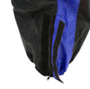 Milwaukee Leather NexGen Ladies XS5001 black and blue waterproof rain suit with reflective piping, shown in zoomed view.