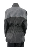 Milwaukee Leather XS5001 black and grey waterproof rain suit for women with reflective piping, displayed in a close-up view.