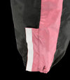 Milwaukee Leather NexGen Ladies XS5001 black and pink waterproof rain suit with reflective piping, shown in close-up view.