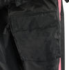 Milwaukee Leather NexGen Ladies XS5001 black and pink waterproof rain suit with reflective piping, shown in a close-up view.