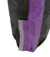 Milwaukee Leather XS5001 black and purple waterproof rain suit with reflective piping, designed for women, shown in zoomed view.