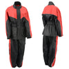 Milwaukee Leather NexGen Ladies XS5001 black and red waterproof rain suit with reflective piping, suitable for rainy weather.