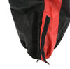 Milwaukee Leather NexGen Ladies XS5001 black and red waterproof rain suit with reflective piping, close-up view of the rain suit.