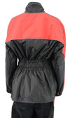 Milwaukee Leather NexGen Ladies XS5001 black and red waterproof rain suit with reflective piping, designed for weather protection.