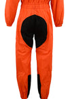 Milwaukee Leather NexGen men's orange hi-viz waterproof rain suit with reflective panels, close-up view of the rain suit.