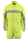 Milwaukee Leather XS5004 yellow hi-viz waterproof rain suit with reflective panels, designed for high visibility and weather protection.