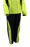 Milwaukee Leather NexGen Men’s XS5021 neon green hi-viz waterproof rain suit pant close-up showing water-resistant fabric and reflective details.