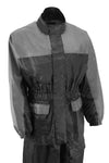 Milwaukee Leather NexGen Ladies XS5031 waterproof rain suit in grey and black with cinch sides, designed for rain protection.