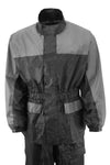 Milwaukee Leather NexGen ladies XS5031 grey and black waterproof rain suit with cinch sides, suitable for wet weather conditions.