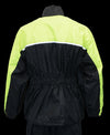 Milwaukee Leather yellow and black Hi-Viz waterproof rain suit with cinch sides, designed for women, XS5031 model.