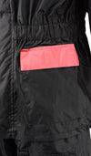 Milwaukee Leather women's pink and black waterproof rain suit with cinch sides, designed for lightweight rain protection.