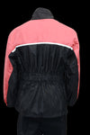 Milwaukee Leather NexGen Ladies XS5031 pink and black waterproof rain suit with cinch sides, outdoor rain gear for women.
