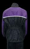Milwaukee Leather women's XS5031 purple and black waterproof rain suit with cinch sides, designed for protection and comfort.