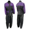 Milwaukee Leather NexGen Ladies XS5031 purple and black waterproof rain suit with cinch sides, suitable for women.