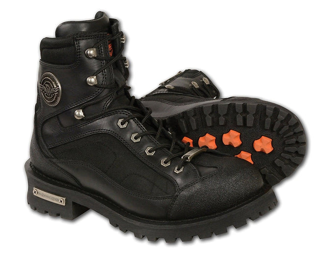 Milwaukee Leather men's 6-inch side zipper boots by Dynamicleather, rugged leather boots with side zippers and sturdy soles.
