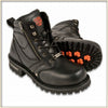 Dynamicleather MBM9050 men's 6-inch side zipper plain toe boots, black leather with sturdy sole and side zipper detail.