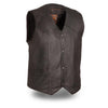 Dynamicleather Texan leather biker vest with front zipper, multiple pockets, and rugged design on black leather background.