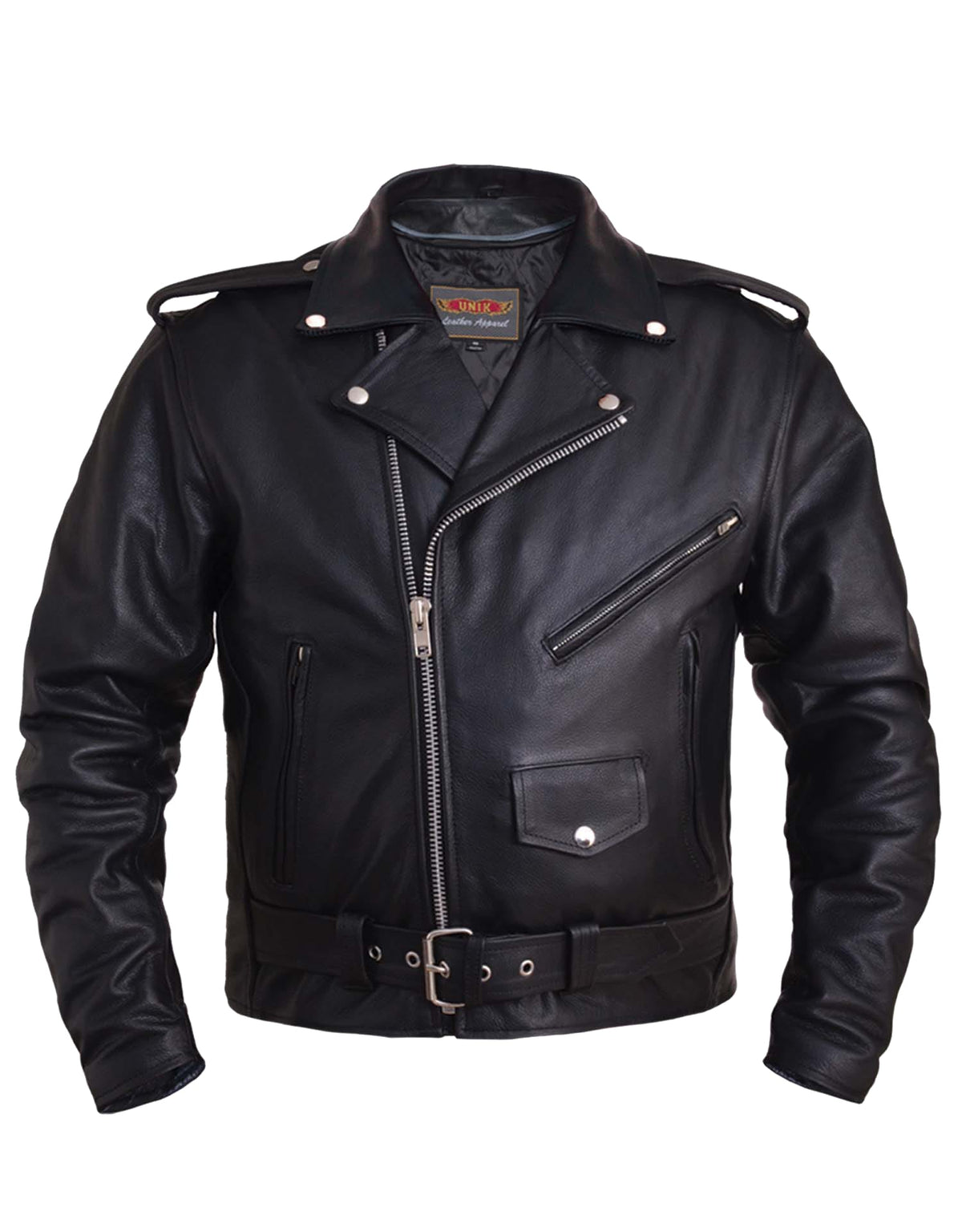 Dynamicleather tall women's premium motorcycle jacket in black with zippered pockets and stylish design.