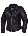 Women’s traditional braided leather motorcycle jacket by Dynamicleather, featuring detailed braiding and classic biker style.