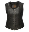 Dynamicleather Empress men's vest in black leather with a sleek, fitted design and front zipper closure.