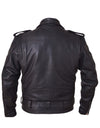 Men’s Ultra Motorcycle Jacket by Dynamicleather, black leather jacket with protective padding and zip-up front.