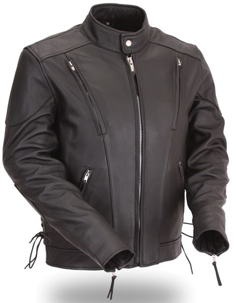 Men's classic vented leather jacket by Dynamicleather, featuring a stylish design with vented panels and premium leather finish.