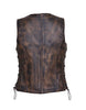 Ladies Nevada Brown Ultra Leather Motorcycle Zippered Vest - HighwayLeather