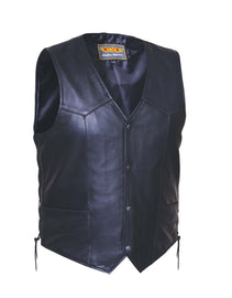 Tall Men's Premium Leather Motorcycle  Vest with side laces