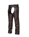 Unisex Nevada Brown Ultra Jean Motorcycle Chaps by Dynamicleather with front pockets and sturdy denim material.