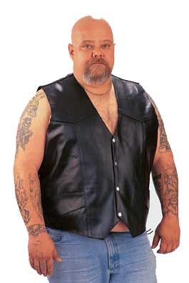 Men's Big Tall Leather Vest by Dynamicleather, classic style with smooth leather finish, displayed on a hanger.