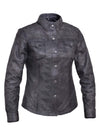 Ladies lightweight leather motorcycle jacket by Dynamicleather, stylish women’s motorcycle shirt with premium leather and fitted design.