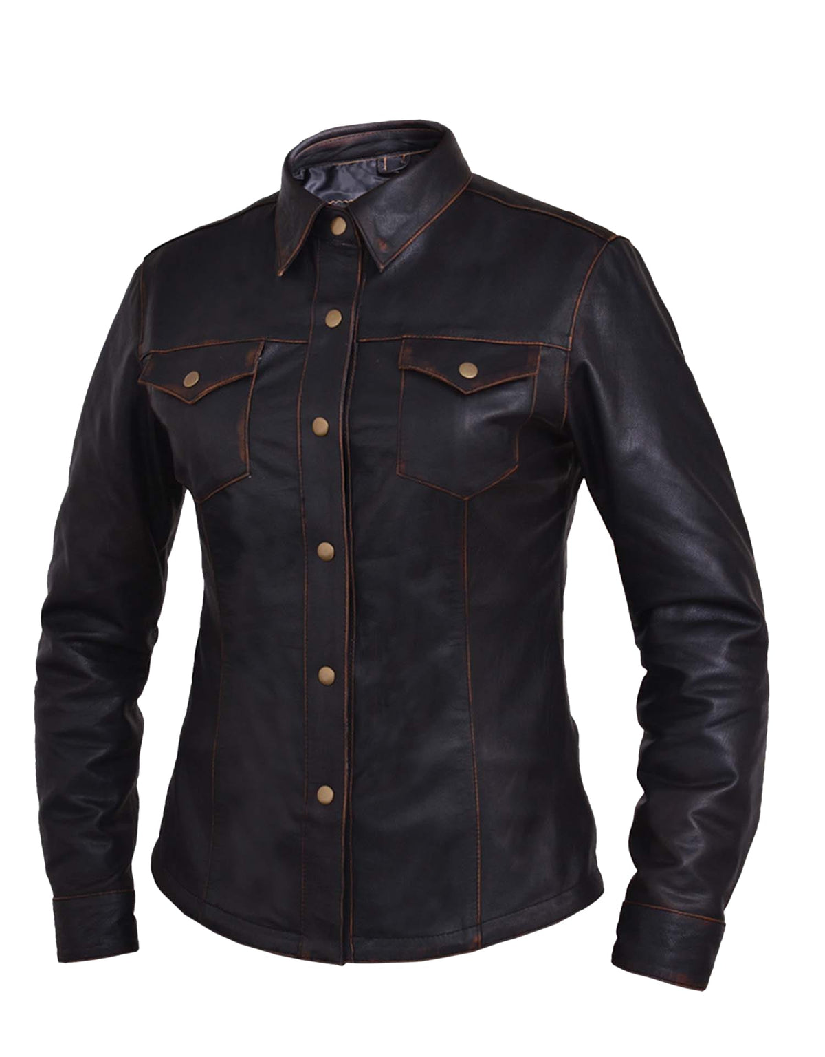 Ladies lightweight leather motorcycle jacket by Dynamicleather, featuring a fitted design and premium leather material.
